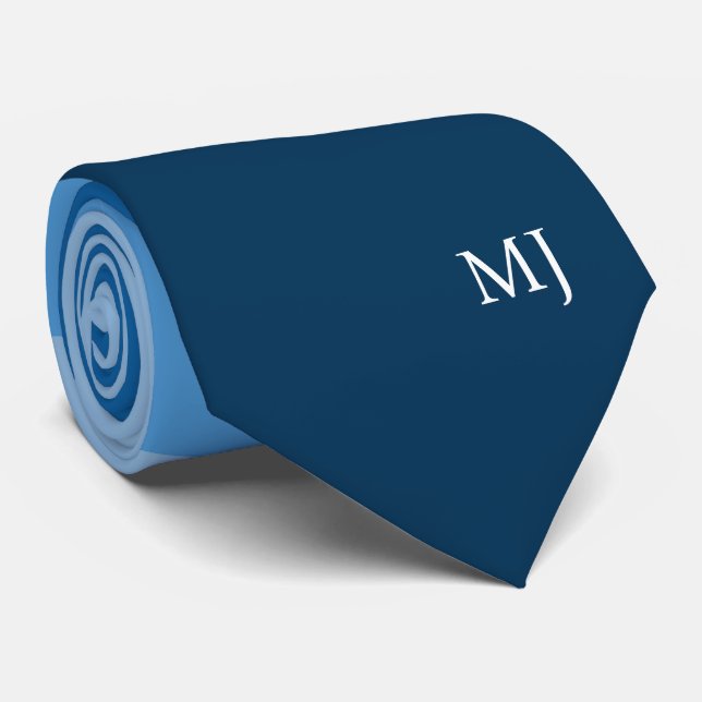 CORBATA LÍNEAS AZULES MODERNAS MONOGRAM INITIALES PERSONAL (Enrollado)
