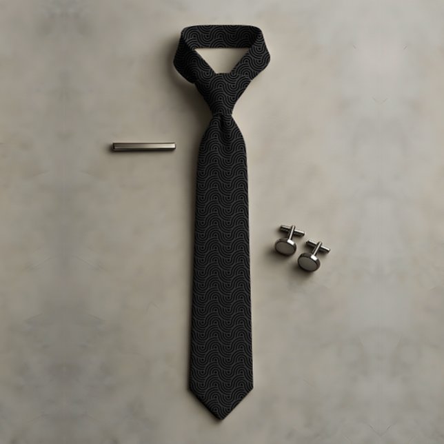 Corbata Líneas curvas onduladas geométricas modernas en ne (Subido por el creador)