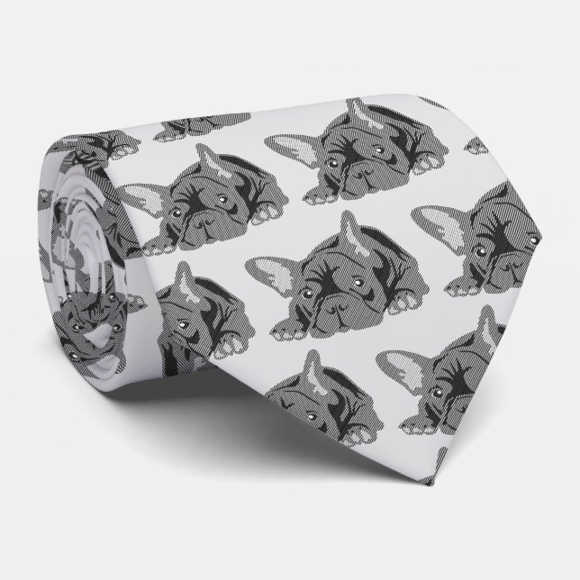 Corbata Líneas de Bulldog Francés (Enrollado)