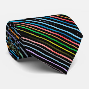Corbata Líneas del arcoiris en fondo negro