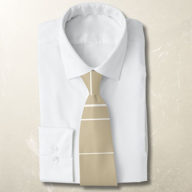 Corbata Líneas horizontales, rayas blancas sobre beige (Subido por el creador)