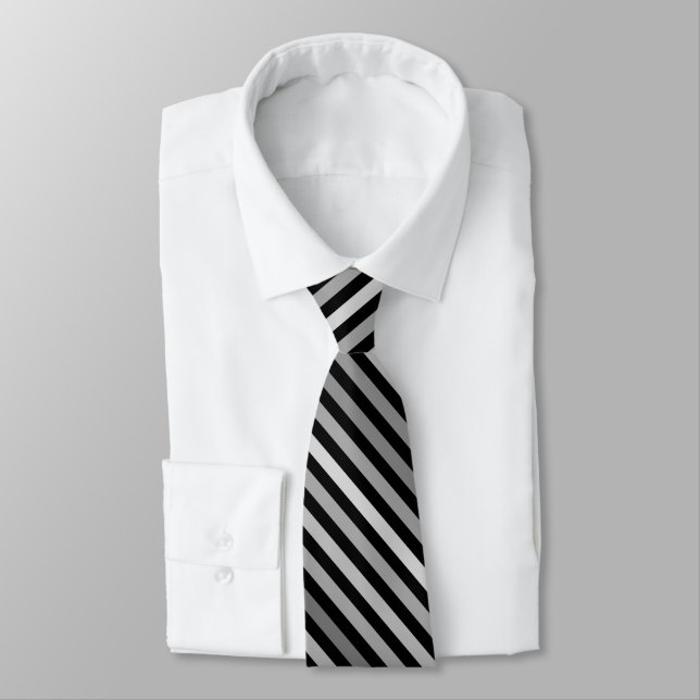 Corbata Líneas modernas abstractas rayadas en blanco y neg (Atado)