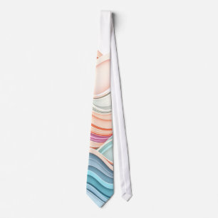 Corbata Líneas onduladas abstractas 3D en pastel suave