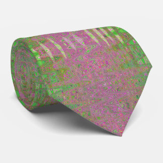 Corbata Líneas onduladas abstractas retro magenta y verde