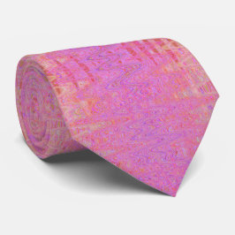 Corbata Líneas onduladas abstractas retro rosa y naranja