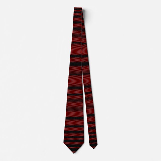 Corbata Líneas onduladas negras - En rojo (Anverso)