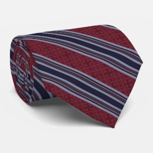 Corbata Líneas y rayas magenta púrpura de Borgoña azul