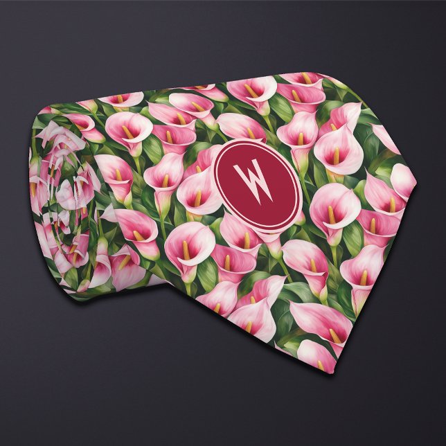 Corbata Lirios de Calla Rosados Floral (Subido por el creador)