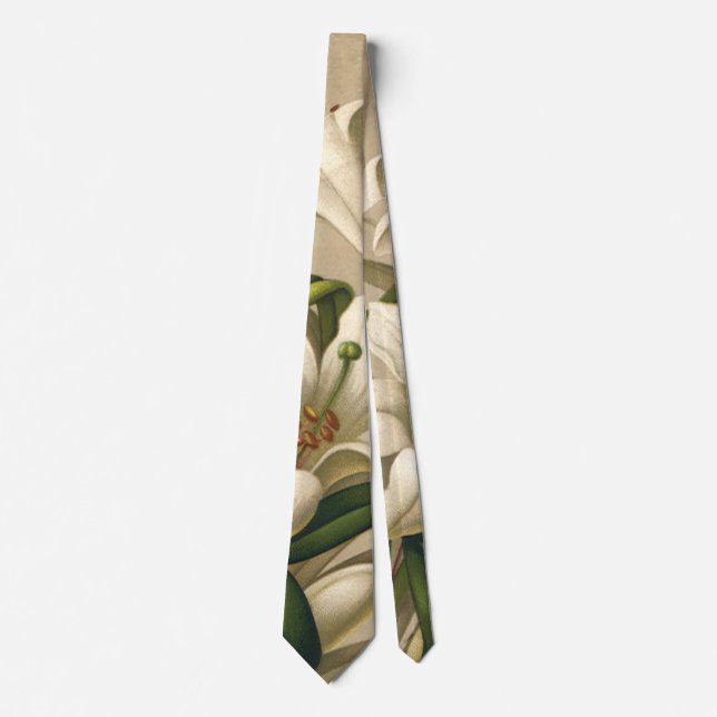 Corbata Lirios de Pascua antiguos, flores victorianas en f (Anverso)