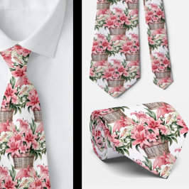 Corbata Lirios rosados en cesta