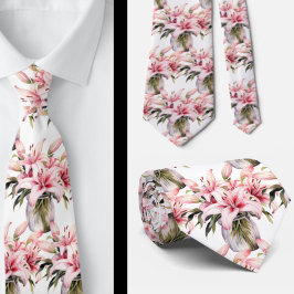 Corbata Lirios rosados en jarrón