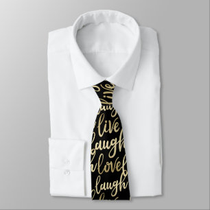 Corbata Live Lauder Love Faux Gold Lettering Black