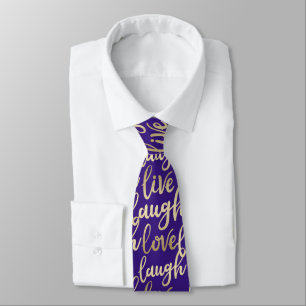 Corbata Live Lauder Love Faux Gold Lettering Dark Violet
