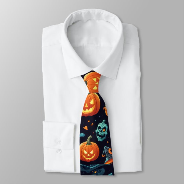 Corbata Llamando la atención sobre los iconos de Halloween (Atado)