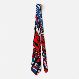 Corbata Llamas abstractas de carreras rojas azules y negra