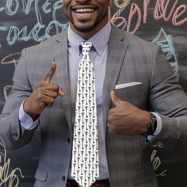 Corbata Llave Esqueleto de Búho Tribal Negro Blanco Gótico (Subido por el creador)