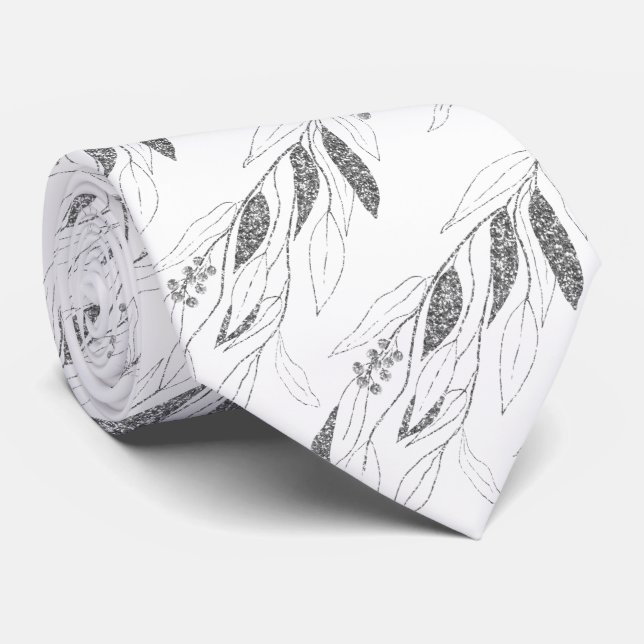 CORBATA LLUXE BLANCO NEGRO EUCALÍPTUS BOTANICAL TIE (Enrollado)