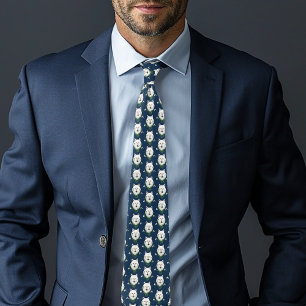 Corbata Lobo Ártico Blanco Místico Invierno Snowdrop Azul