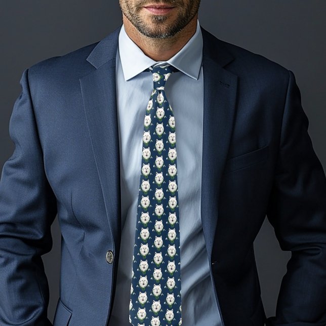 Corbata Lobo Ártico Blanco Místico Invierno Snowdrop Azul (Subido por el creador)