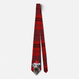 Corbata Lobo de Irlanda perro cuadros rojos Navidad