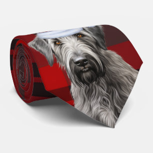 Corbata Lobo de Irlanda perro cuadros rojos Navidad