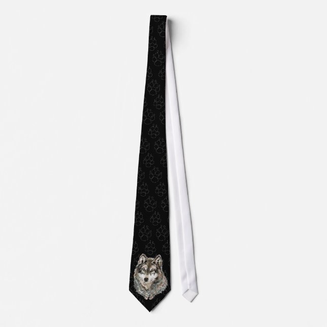 Corbata Lobo, lobos con vías, animal acuarela (Anverso)