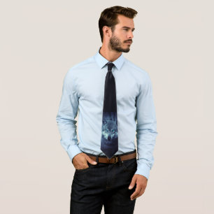 Corbata Lobo salvaje mágico con ojos azules asombrosos