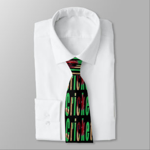 Corbata Logo Del Juego De Cricket, Unisex Black Silky Tie.