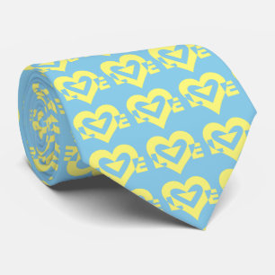 Corbata Logotipo de amor, marea de cuello amarillo y azul