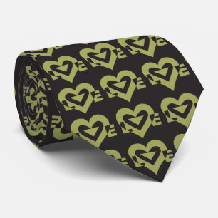 Corbata Logotipo de amor, verde sabio y negro