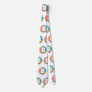 Corbata Logotipo de Bitcoin Pastel Pop Art con trama de me