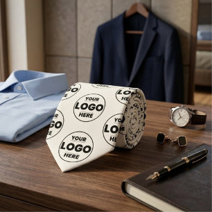 Corbata Logotipo personalizado marfil crema - Marca profes