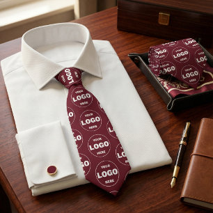Corbata Logotipo Personalizado - Vino Burdeos de Marca Pro