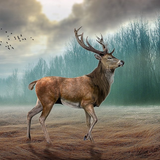 Corbata Lone Deer In Misty Forest (Subido por el creador)