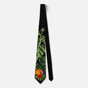 Corbata Loro de dibujos animados adorable y lindo, hoja de