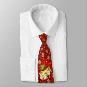 Corbata Los ángeles navidades con el rojo con copos de nie
