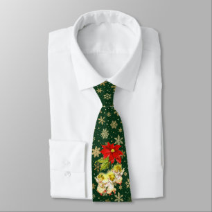 Corbata Los ángeles navidades con el verde con copos de ni