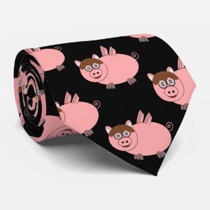 Corbata Los cerdos pueden volar diseño negro