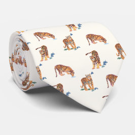 Corbata Los gatos miren tigres en marfil