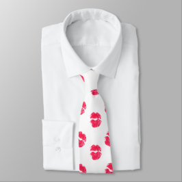 Corbata Los labios rojos besan a un pintalabios El día de 