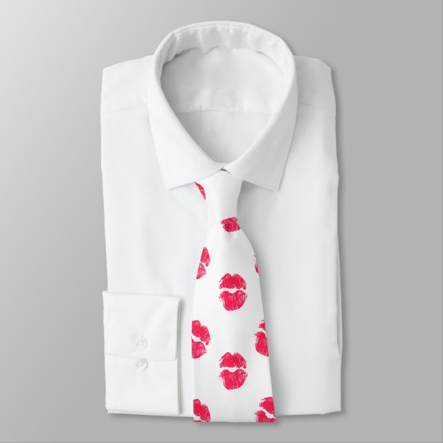 Corbata Los labios rojos besan a un pintalabios El día de  (Atado)