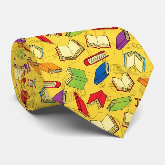 Corbata Los libros modelan en amarillo (Enrollado)