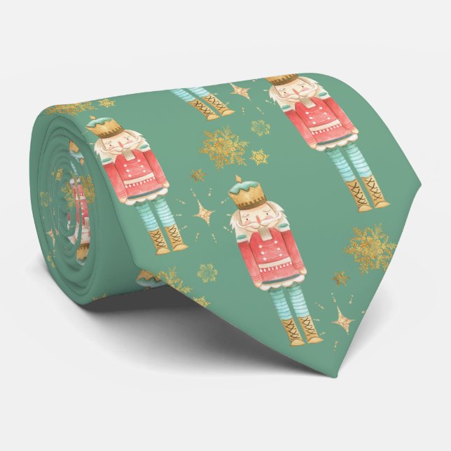Corbata Los Navidades Nutcracker Golden Snowflakes Green (Enrollado)