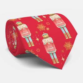 Corbata Los Navidades Nutcracker Golden Snowflakes Red