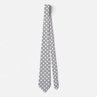 Corbata Los puntos de polka blanco sobre gris