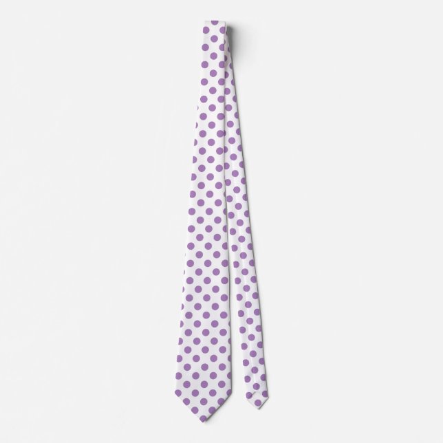Corbata Los puntos de polka de lavanda sobre blanco (Anverso)