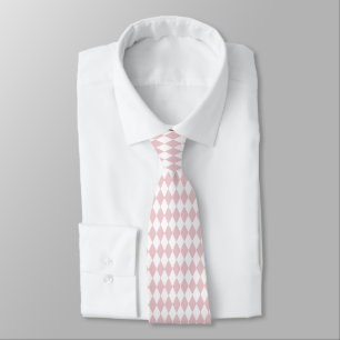 Corbata Lozgus de patrón de diamante blanco y rosa suave