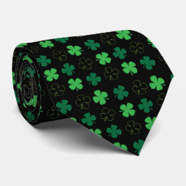 Corbata Lucky Four Leaf Clover Cuello Tie - Negro