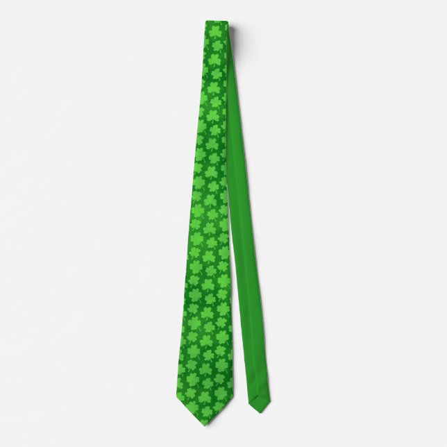 Corbata Lucky Four Leaks Clover Pattern Green Irish (Anverso)