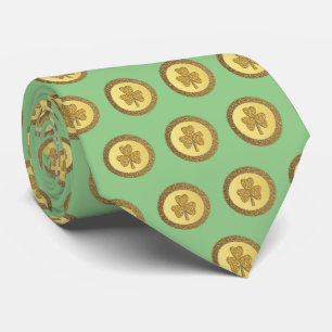 Corbata Lucky Irish Shamrock Gold Coin